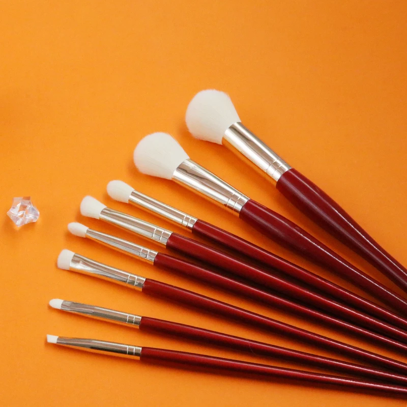 HZM 2021 new 8pcs red makeup brush set cosmetic makeup brush custom eye makeup set brush