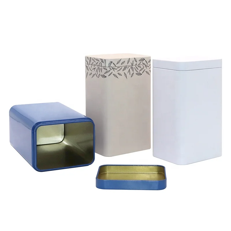 Luxury Square Airtight Loose Tea Canister Tin Gift Box Packaging Metal Tin Container For Cookies Tins For Tea Packing