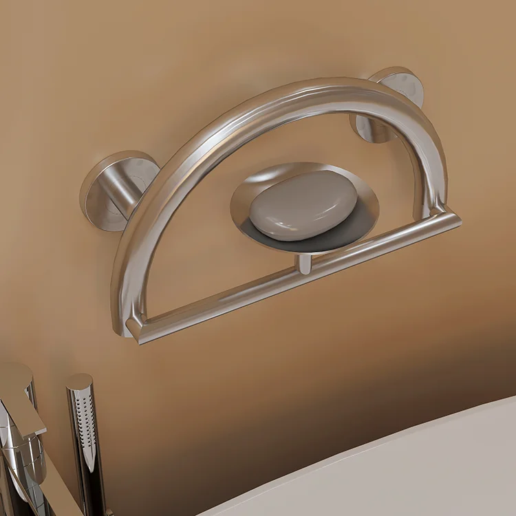 Custom wall mounted safety elders grab bar with soap dish for bathroom and washroom