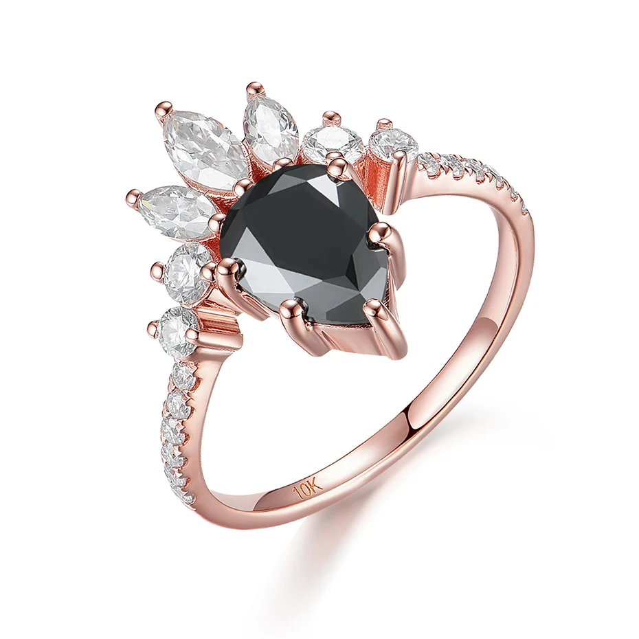 9K 10K 14K 18K Rose Gold Natural Black Moissanite diamond Rings for Women Customize Weddings Engagement Ring fine jewelry Gift
