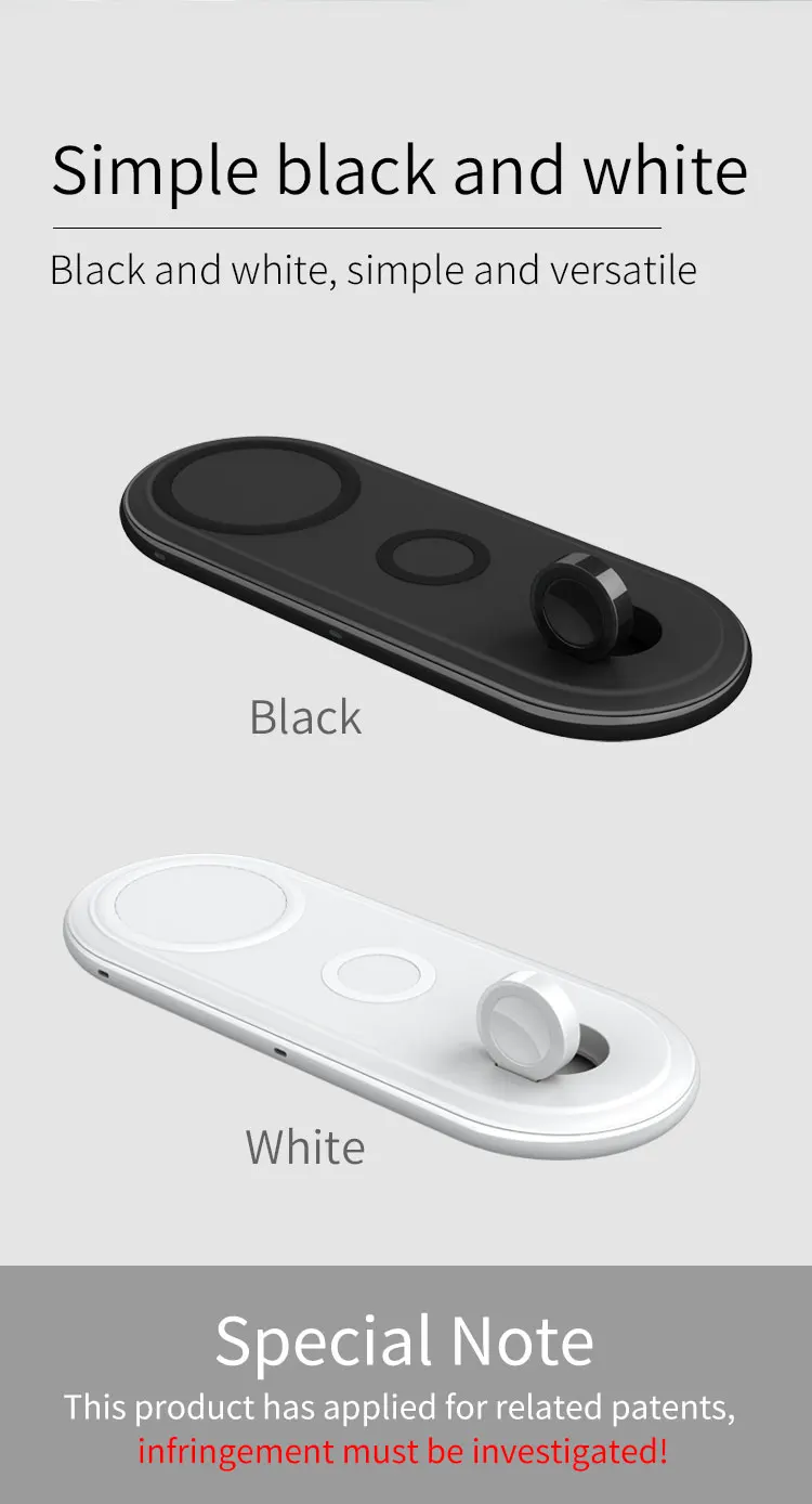 
all in one charging station flat mobile phone watch fast foldable 3 in 1 wireless charger with light 