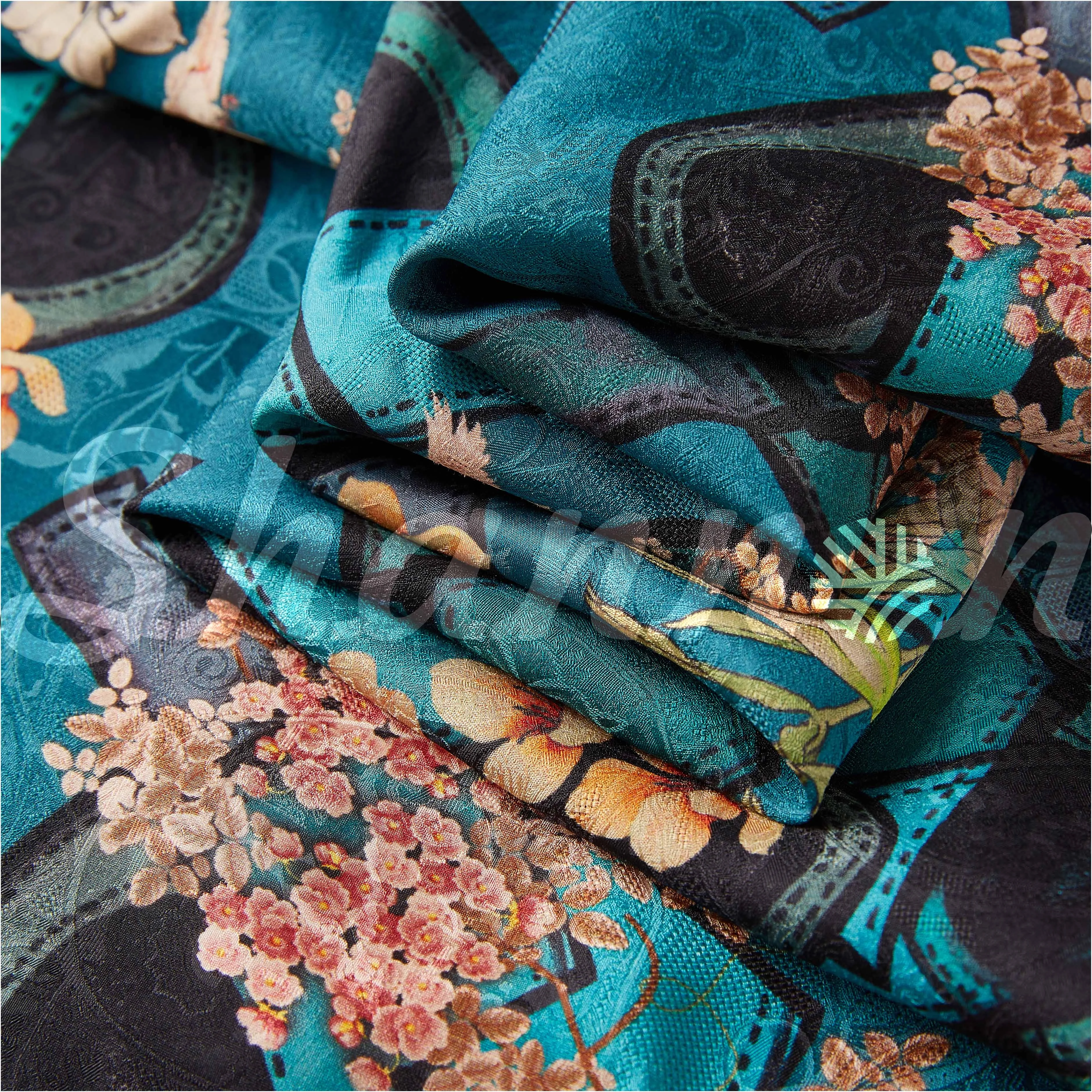 Manufacturer custom design 100% pure mulberry Silk 19MM digital printed dress fabric