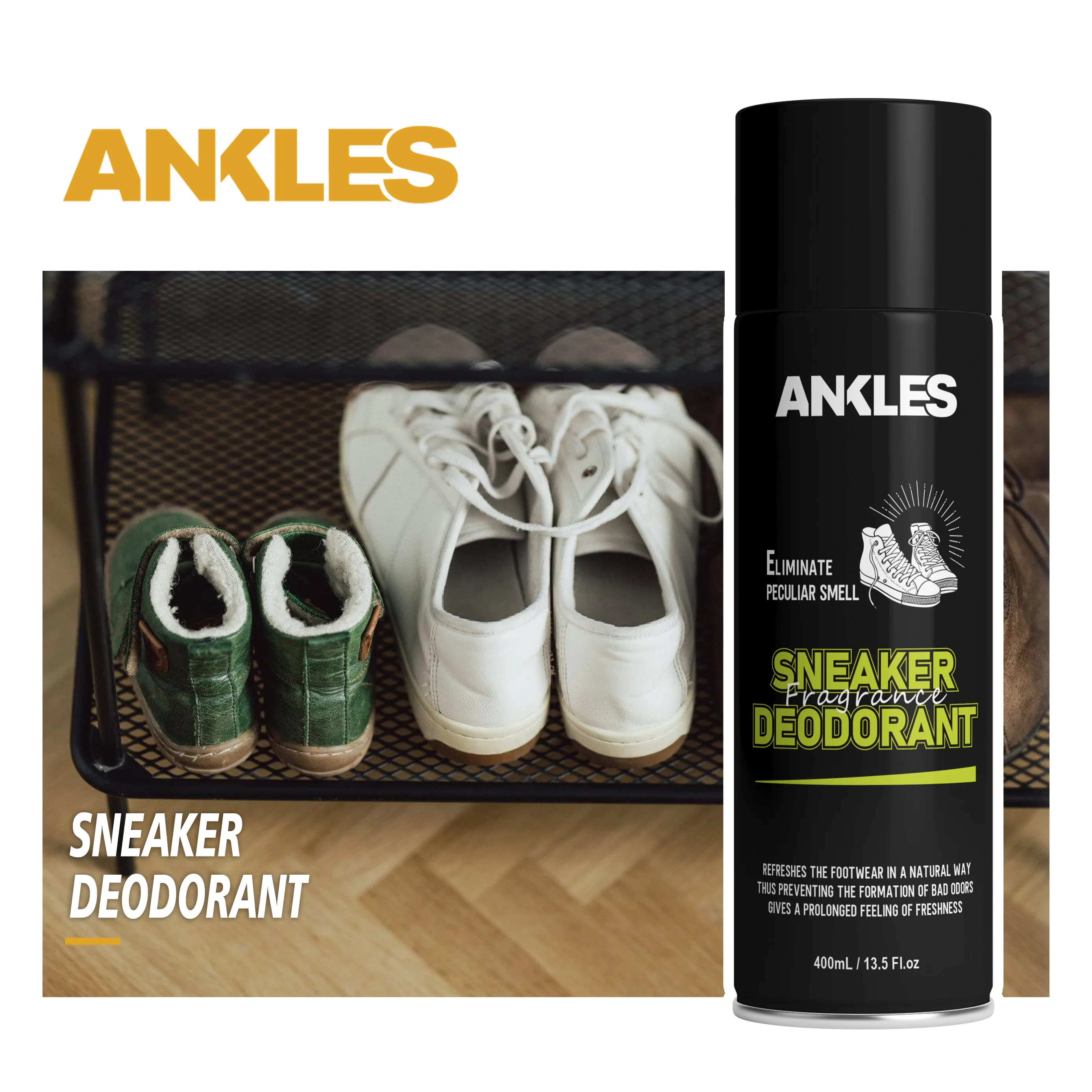 ANKLES natural shoe and foot spray deodorant for sneaker deodorizer spray shoe deodorant