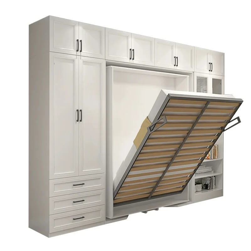 Creative Space Saving Modern Queen King Double Size rotating telescopic multi-functional combination  murphy Beds With Desk