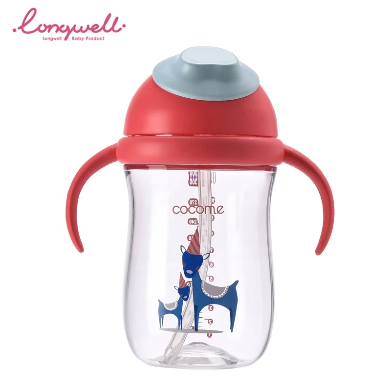 
Ningbo Longwell Baby Tritan Bottle Water Drinking Eco Value Flip-Straw Cup Handle Sipper BPA free personalized Water Bottles 