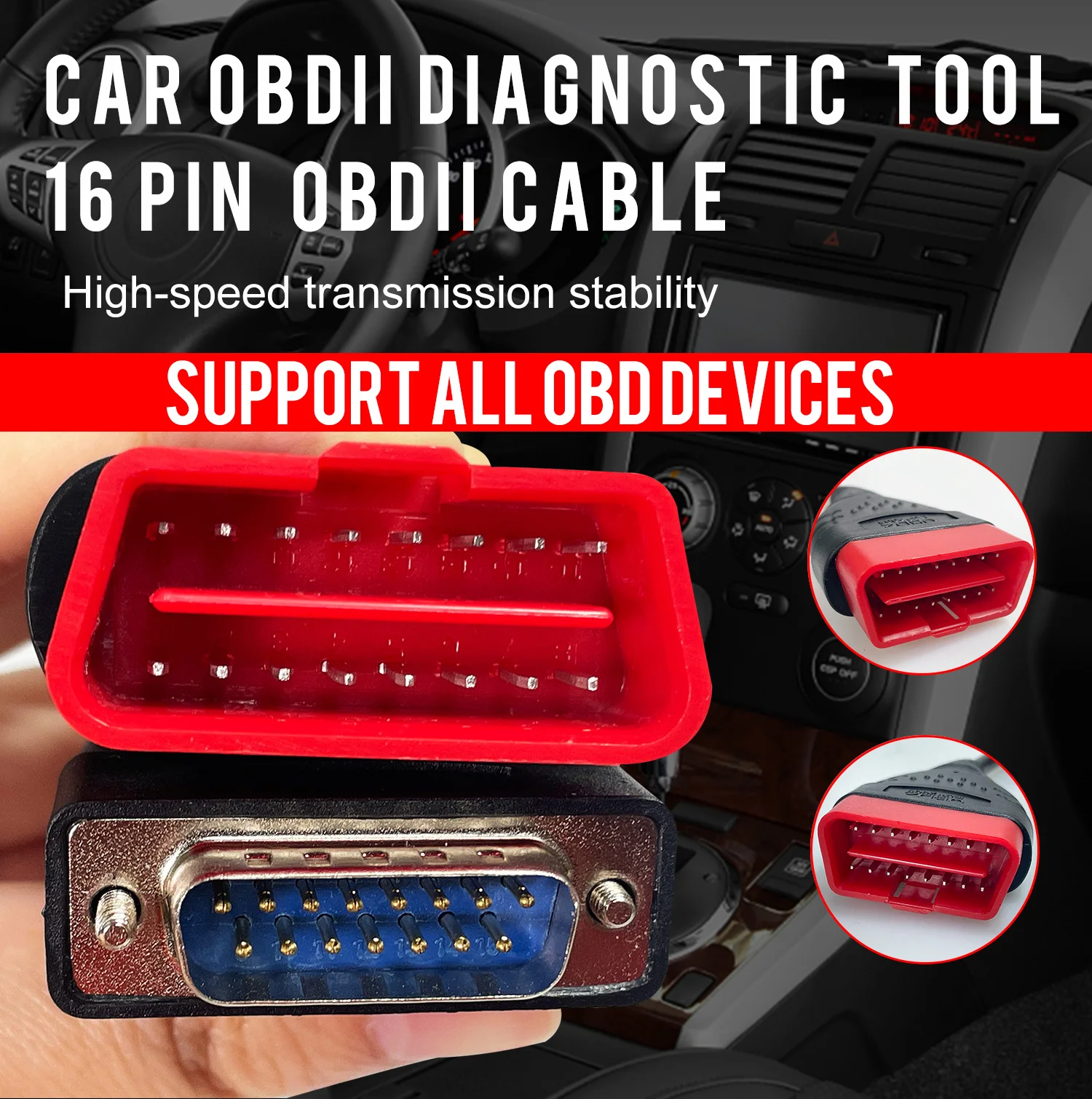 KONNWEI Universal 16 PIN escaner automotriz OBDII Car Diagnostic Scanner car obdii vehicle tools with 150cm length  Cable