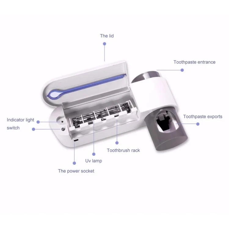 
Household plastic automatic toothpaste dispenser, ultraviolet toothbrush disinfector ,UV toothbrush holder 
