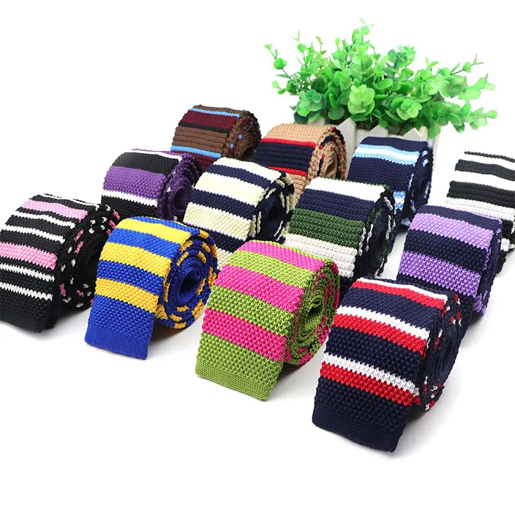 
Мужской цветной вязаный галстук в полоску, узкие Вязаные Галстуки, тонкий узкий тканый галстук, простой галстук, узкие галстуки 