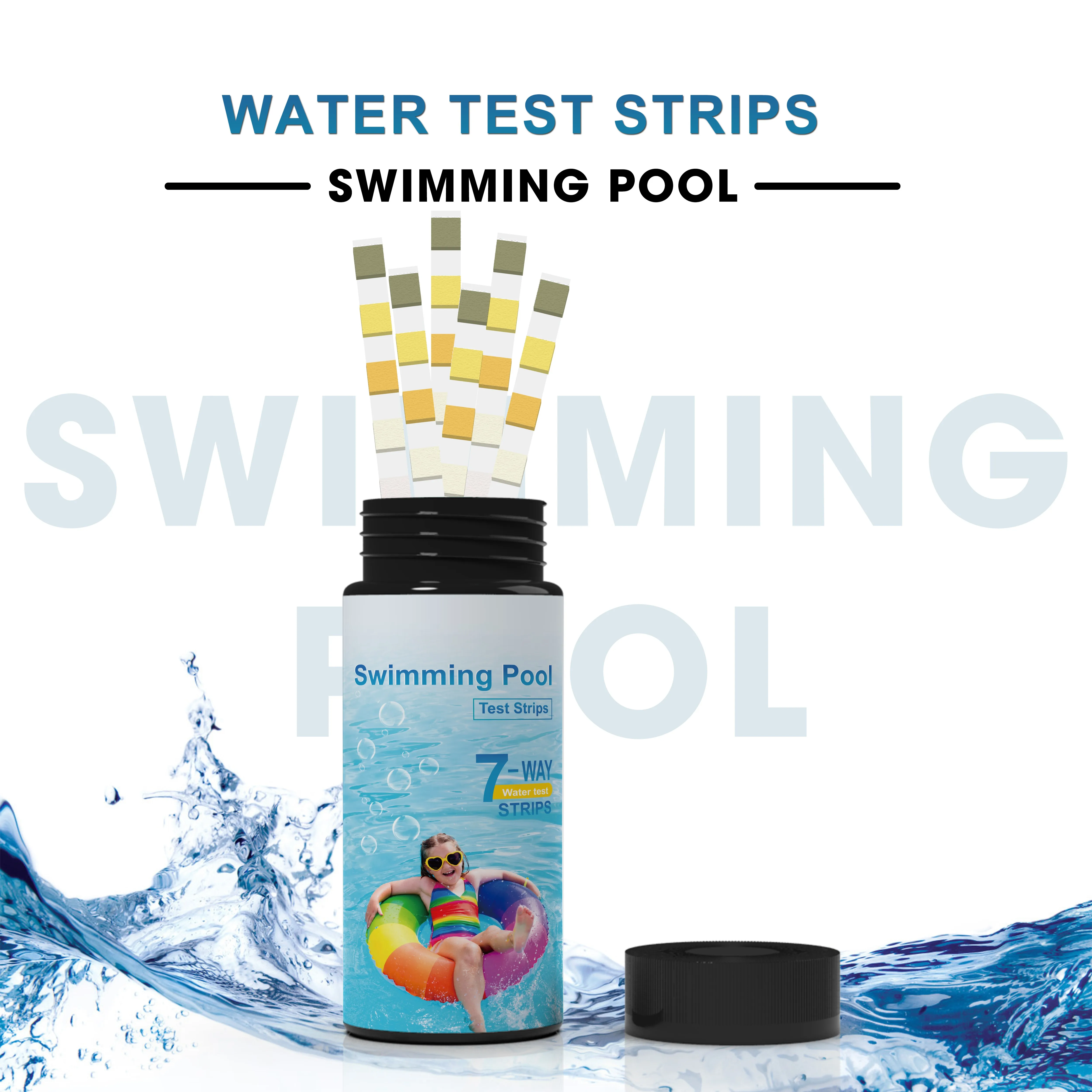 Swimming Pool Water Analysis Testing Kit, 7 Ways pH alkalinity chlorine Hot Tub Water Quality Strips