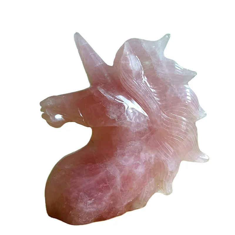 Reiki Healing Quartz Natural Gemstone Rose Quartz Stone  Unicorn Animal Carving Crystal Crafts