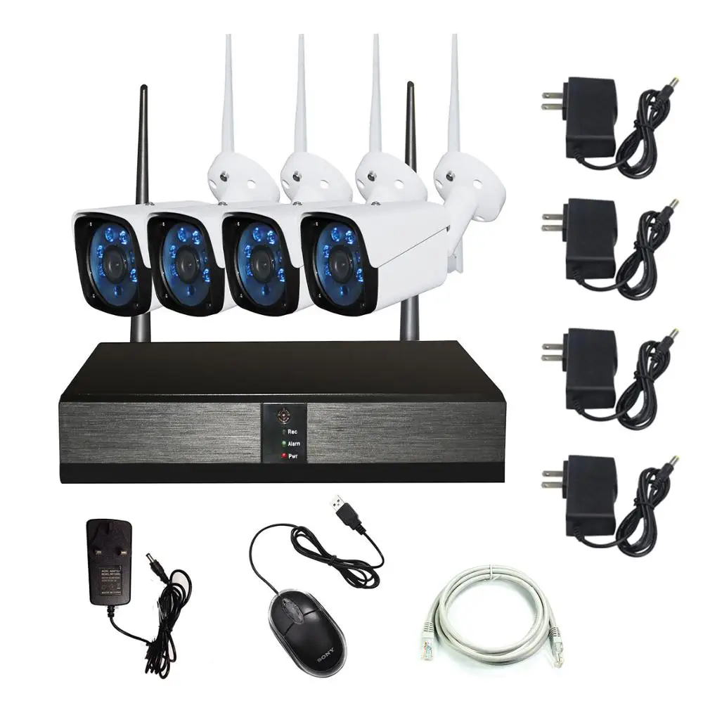 4CH 1080P HD Беспроводной NVR Kit P2P 2.0MP для дома и улицы ИК ночного видения подключи играй камера безопасности Wi-Fi CCTV системы