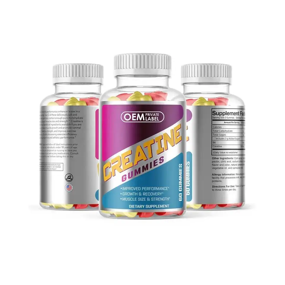 Моногидратные добавки OEM Creatine Gummies для восстановления тренировок и роста мышц силы Креатин гидрохлорид