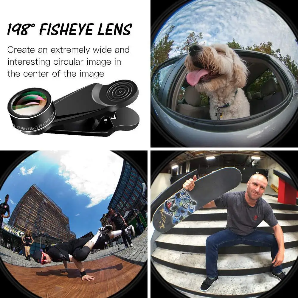 10 in 1 Super Wide Angle+ Macro+Fisheye Lens+ CPL+3/6+Starburst/Radial/Soft/Flow Filter Universal Clip On Phone Camera Lens Kit