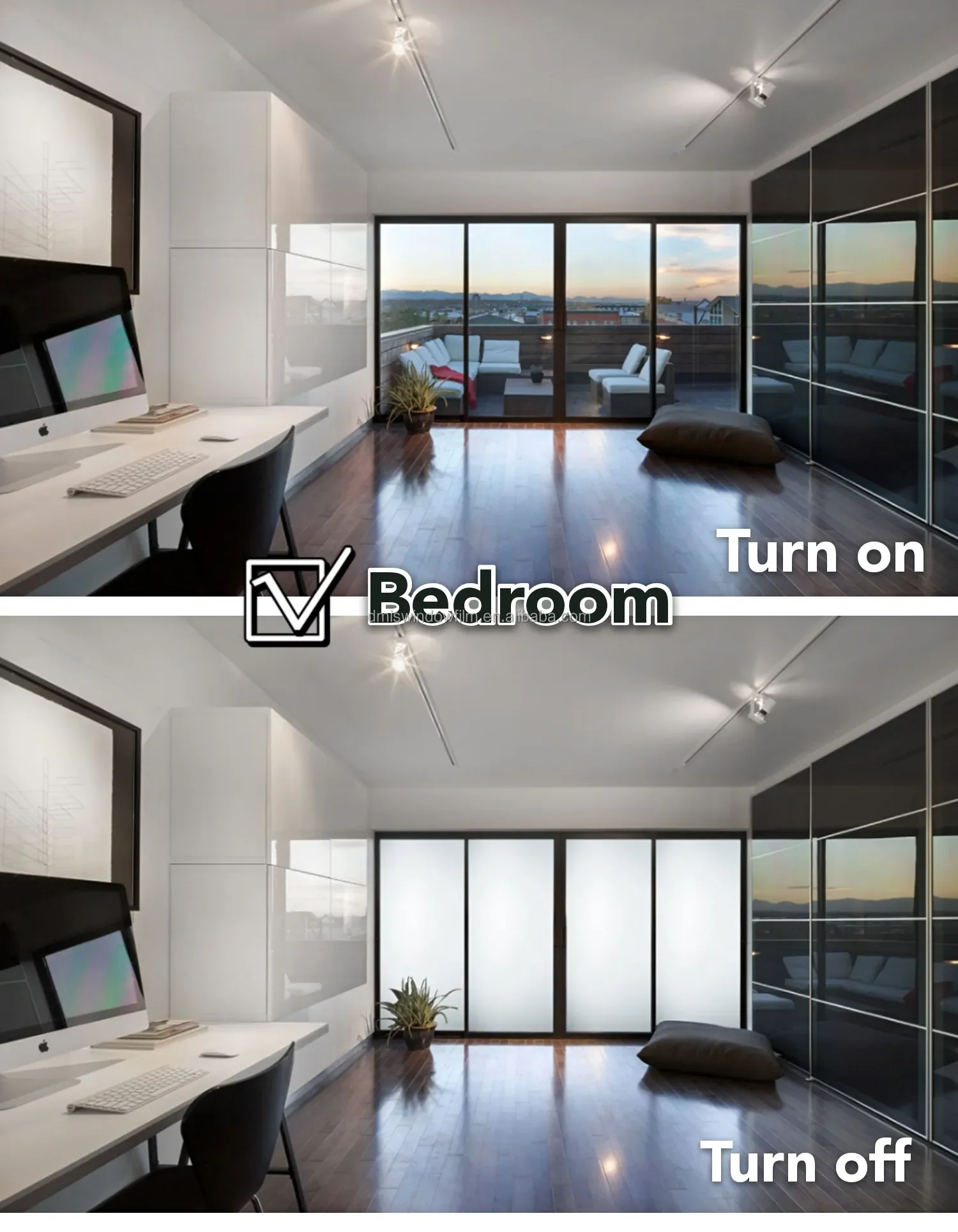 Electronic Smart Windows Film/pdlc Switchable Glass Film Smart Transformer With Remote Switch PDLC-light white