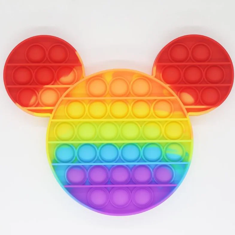 Микки Маус формы пузырь радуги игрушки Fidget аутизма снятие стресса пуш-ап с пузырьками