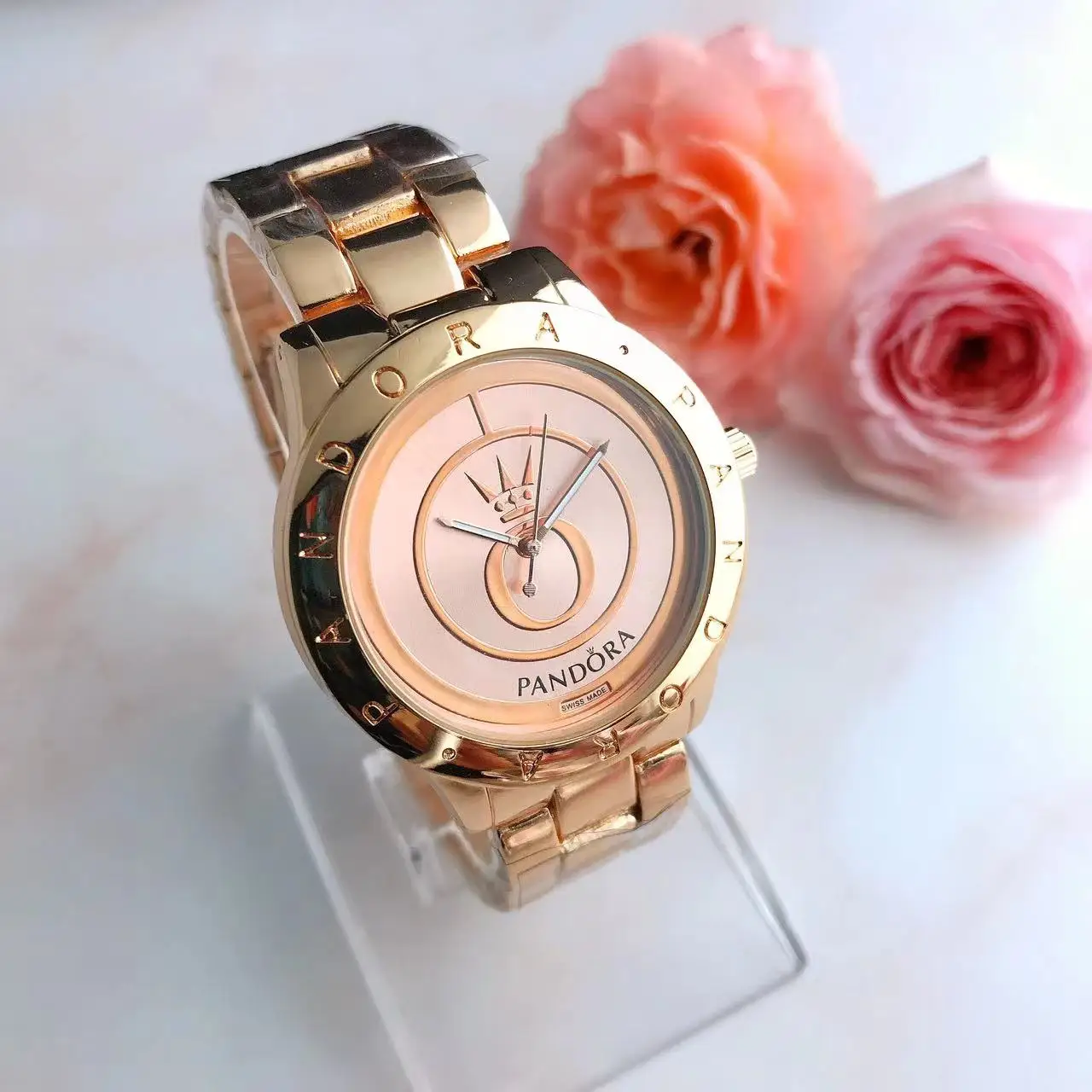 Hot Sale Luxury Famous Brand Stainless Steel Band Pandor Latest Ladies Quartz Wrist Watches Women 2024