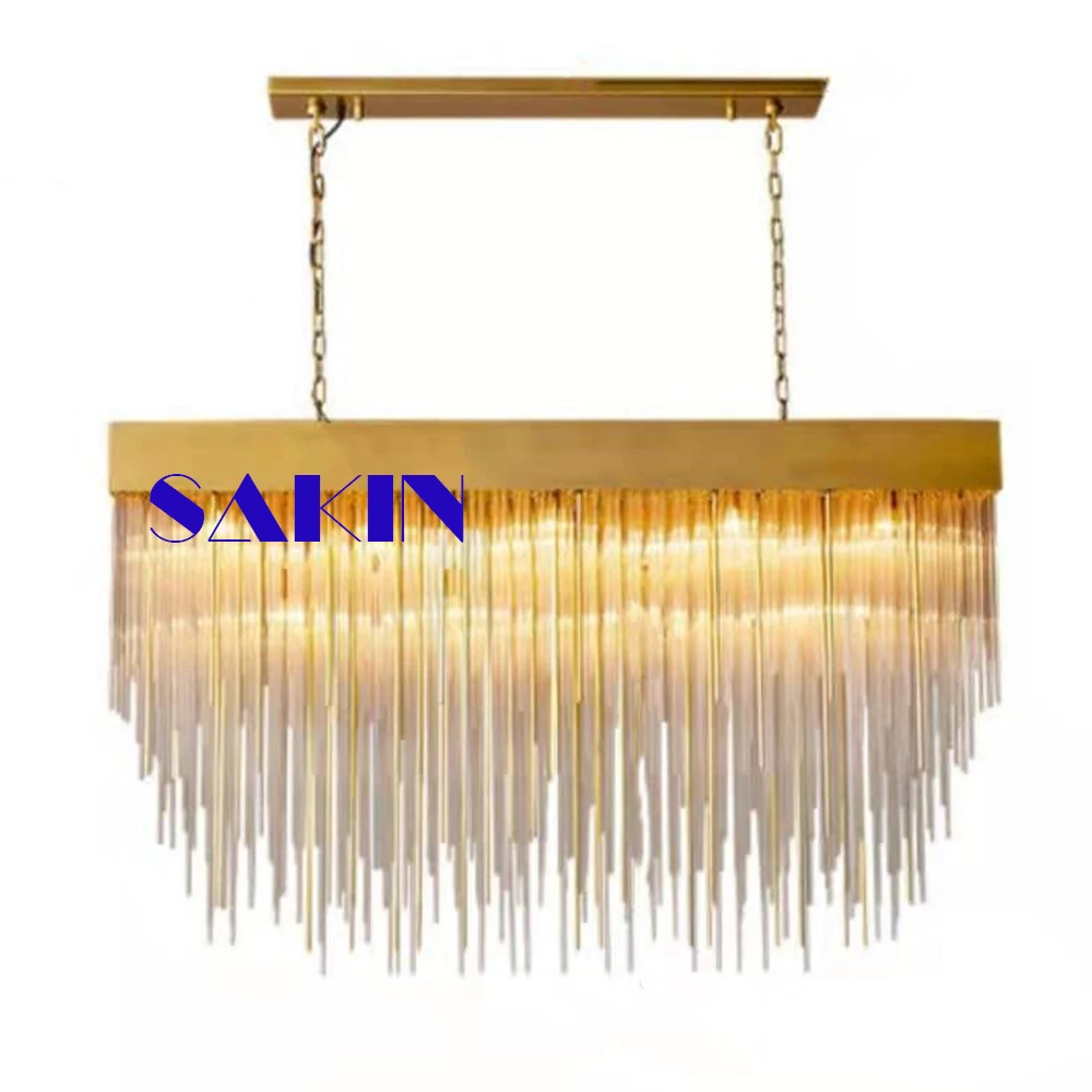 Modern minimalism hanging glass pendant Crystal cascada Chandelier For Hotel lobby