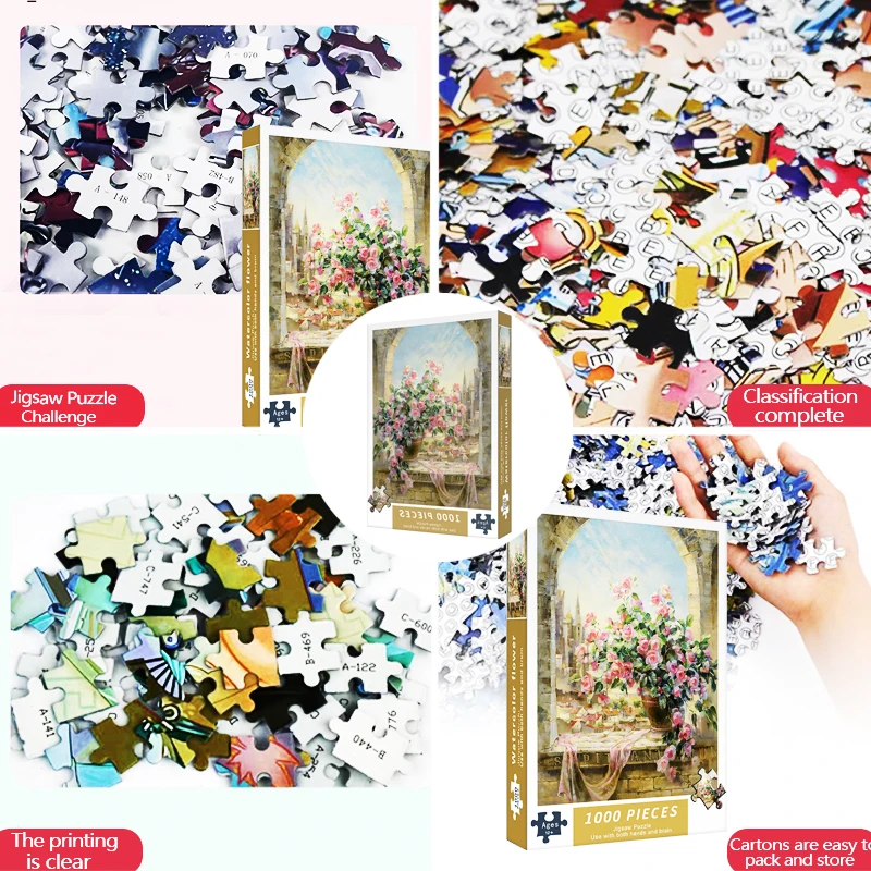 1000 Pieces Paper Jigsaw Puzzles Brain Game Toy Print Custom HD Castle Flower for Adult and Children Gifts Eco-friendly Unisex