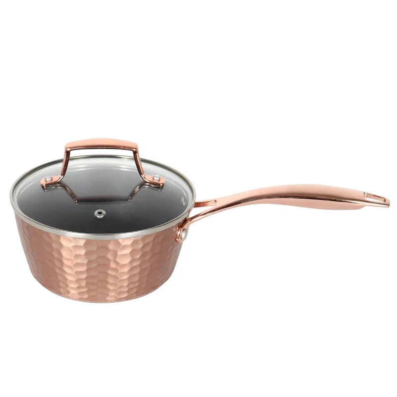 Forged Aluminum Nonstick Hammer Design Pots and Pans Copper Painting Cookingware Cookware Set