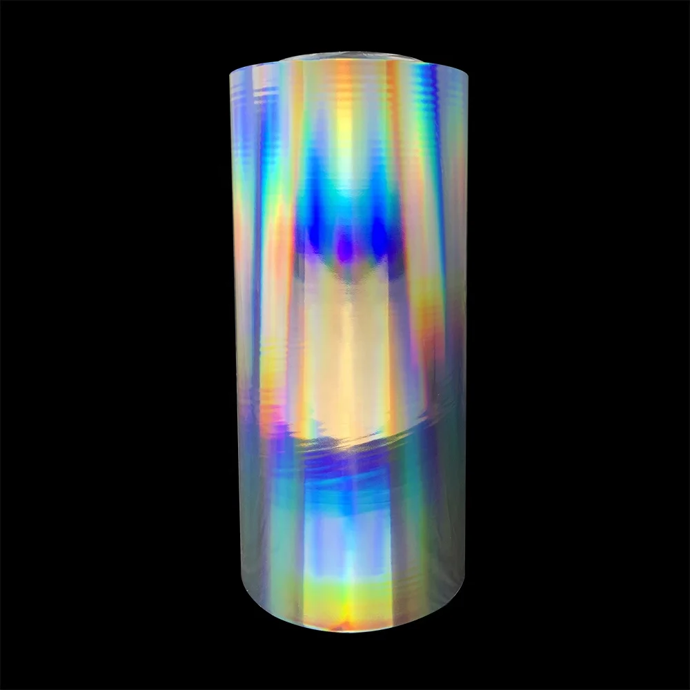 Bopp holographic thermal lamination film silver color rainbow pattern