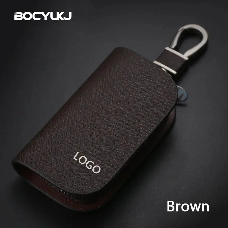Leather Car Key Case Universal Keychain For BMW Mercedes Audi VW Bentley Toyota Honda Hyundai MG Key Cover Protector Accessories