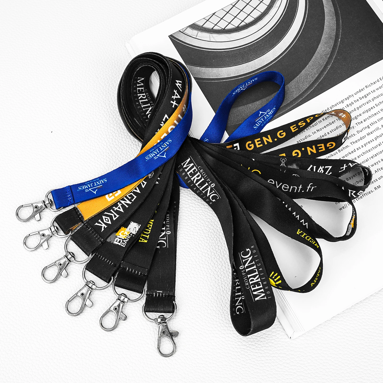 Factory custom wholesale cross-border certificate lanyard exhibition staff metal buckle nylon work card lanyard can print logo