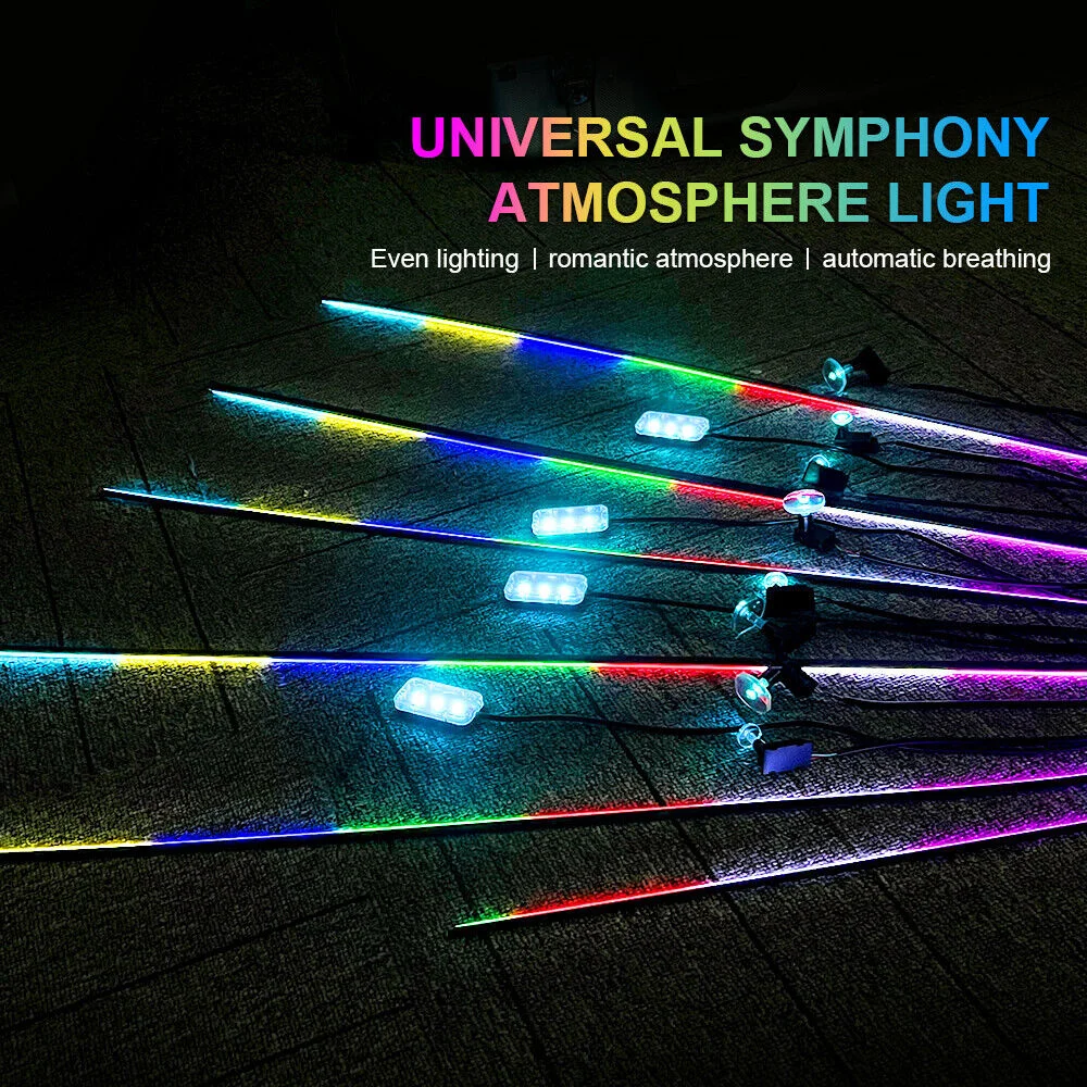 Car music led ambient light 7 colors colorful symphony led atmosphere light car rgb acrylic strips interior ambient light