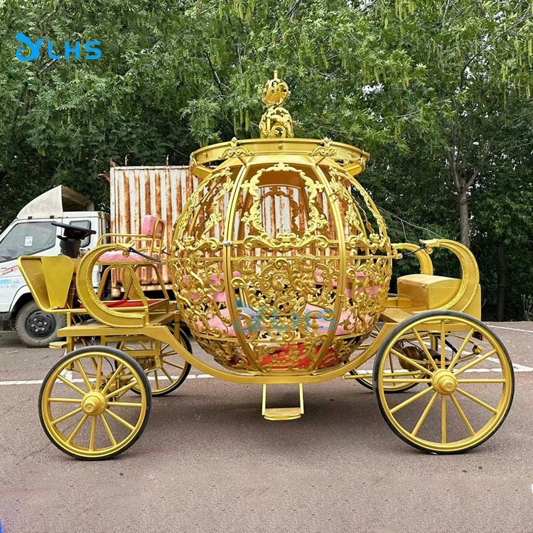 Золотая электрическая Свадебная коляска с тыквой оптовая цена свадебная Золушкой для продажи