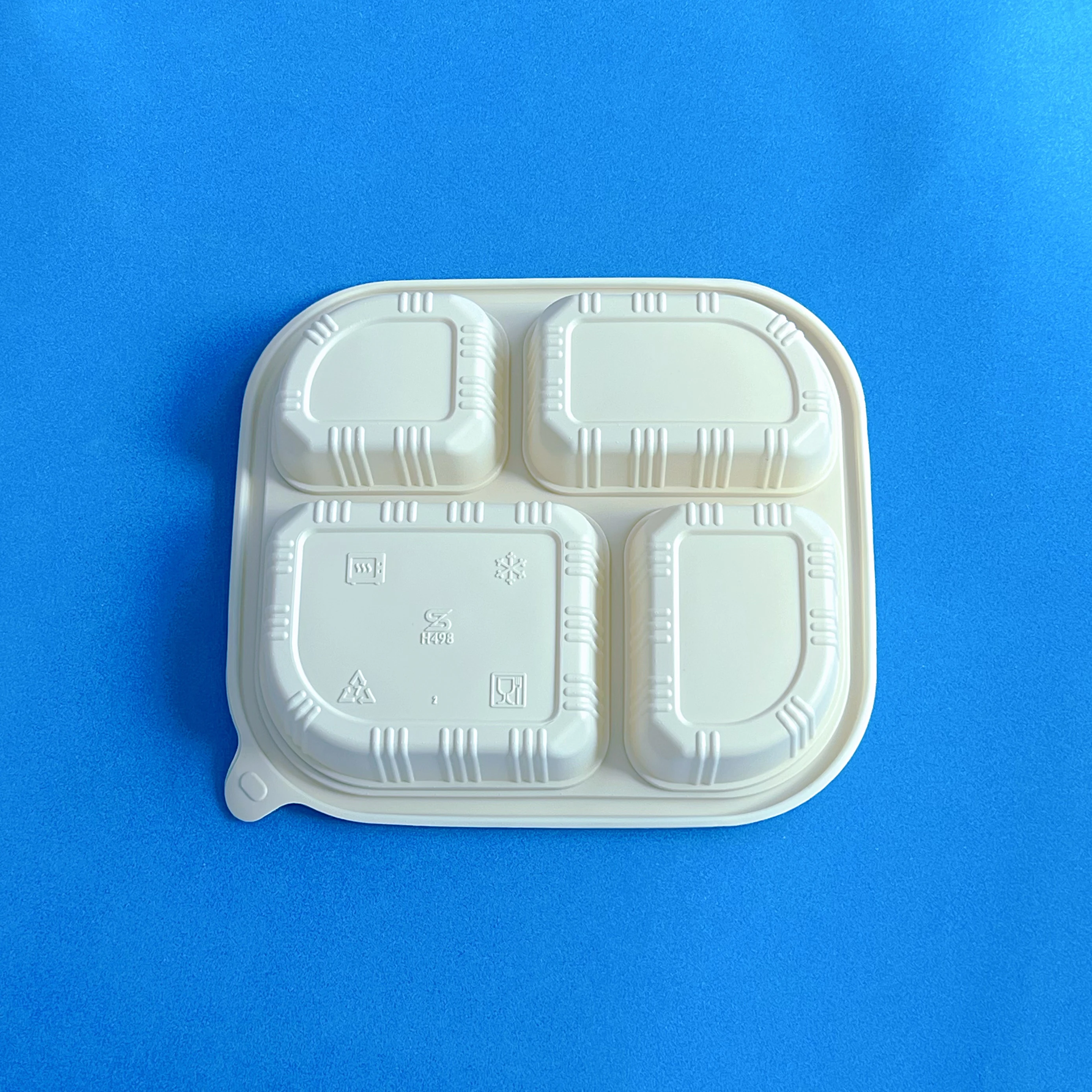 Disposable degradable corn starch four box with lid fast food box can be customized