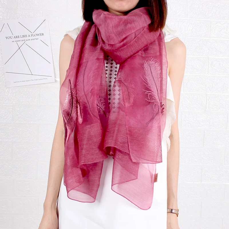 Autumn and winter new embroidery silk wool scarf long silk scarf female cheongsam shawl