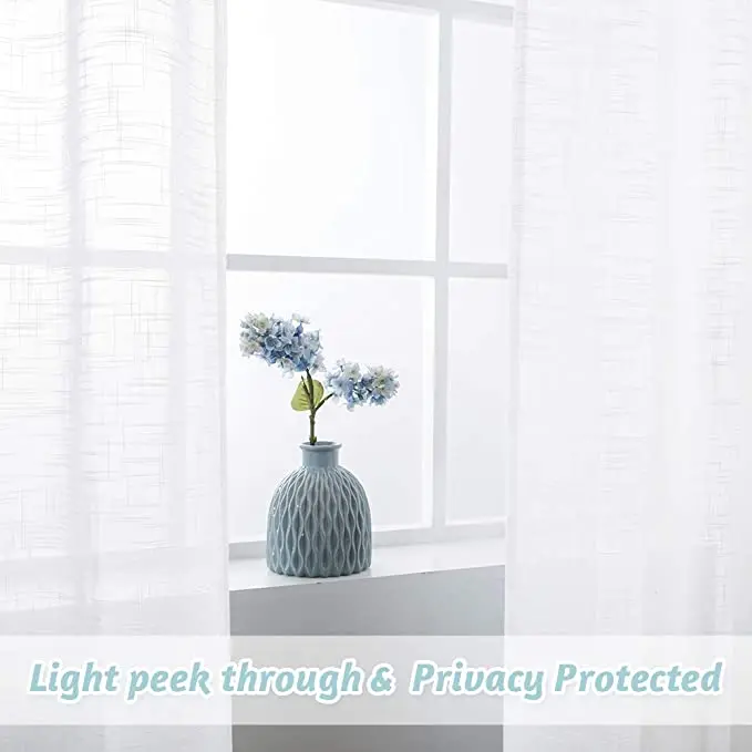 
Amazon translucent linen tulle curtains, hot selling sliding glass doors and windows decorative curtains for living room/ 