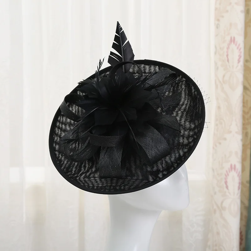 Wholesale ladies horse racing festive party top hats women sinamay feather church wedding hats