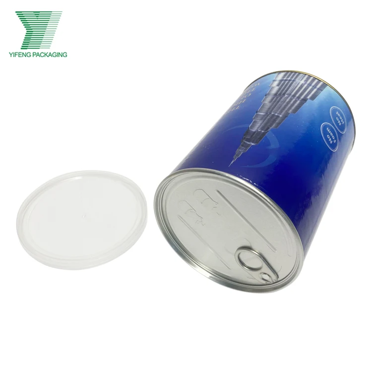 Biodegradable Metal Lid Cylinder Cardboard Box Natural Brownie Kraft Paper Tube for Coffee Beans Tea Leaves Tea Bags Packaging