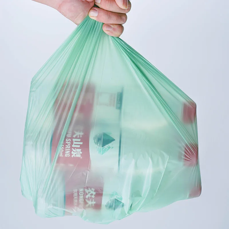 Оптовая продажа экологически чистый PLA 100% биоразлагаемый логотип качели вкладыш пластиковый пакет плоский карман мешок для мусора