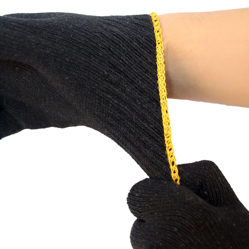 Wholesale Custom Black stain resistant Cotton Knitted Hand Gloves for worker men hand protection
