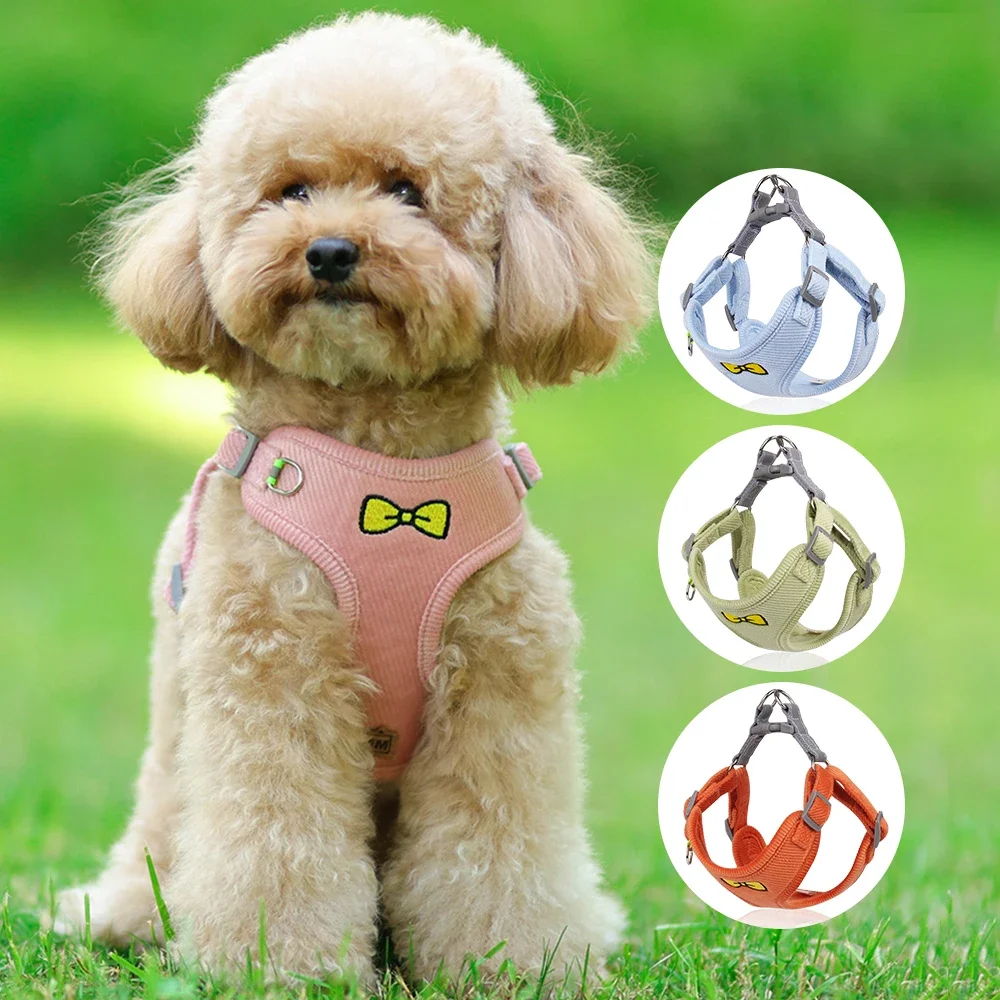 Pet Dog Harness Leash Set Corduroy Chest Belt Dogs Vest for Medium Small Puppy Chihuahua French Bulldog Breeds