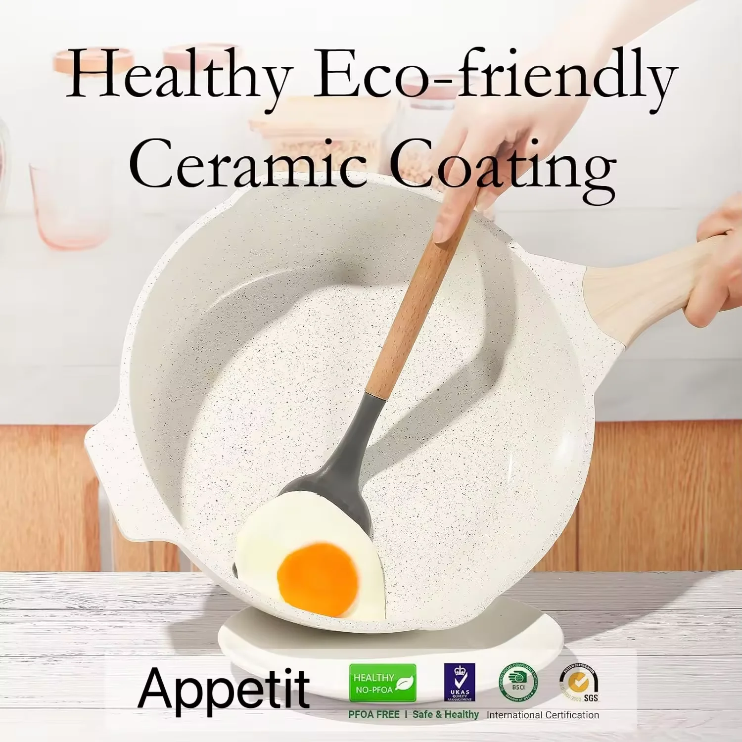 Nonstick 28cm Deep Frying pan with lid | Non Toxic (PFAS/PTFE/PFOA Free) Omlete Saute Pan | Induction | Stay Cool Handle