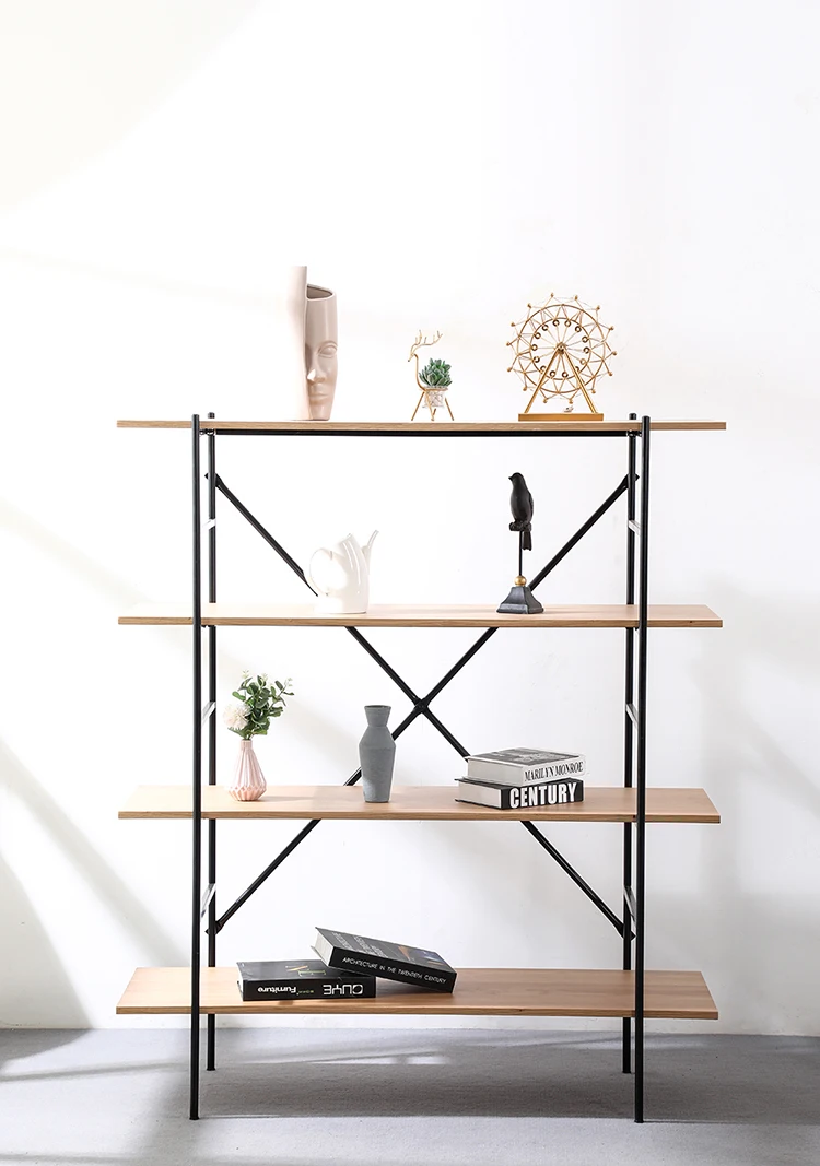 Luxury Modern Design Living Room Furniture Mdf Oak Veneer Wooden Bookshelf