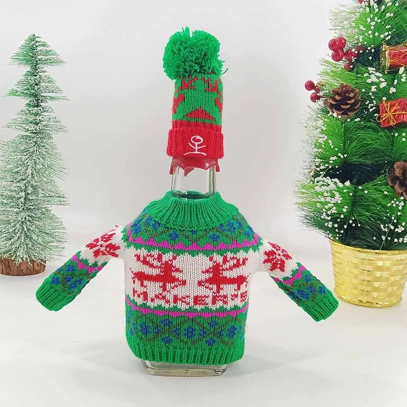 Many Styles Christmas Holiday Wine Bottle Knitted Sweaters Cover For Ugly Christmas Sweater Party Decorations