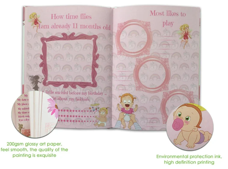 Недорогой полноцветный фотоальбом в твердой обложке для первого года «сделай сам» Детские журналы и книги