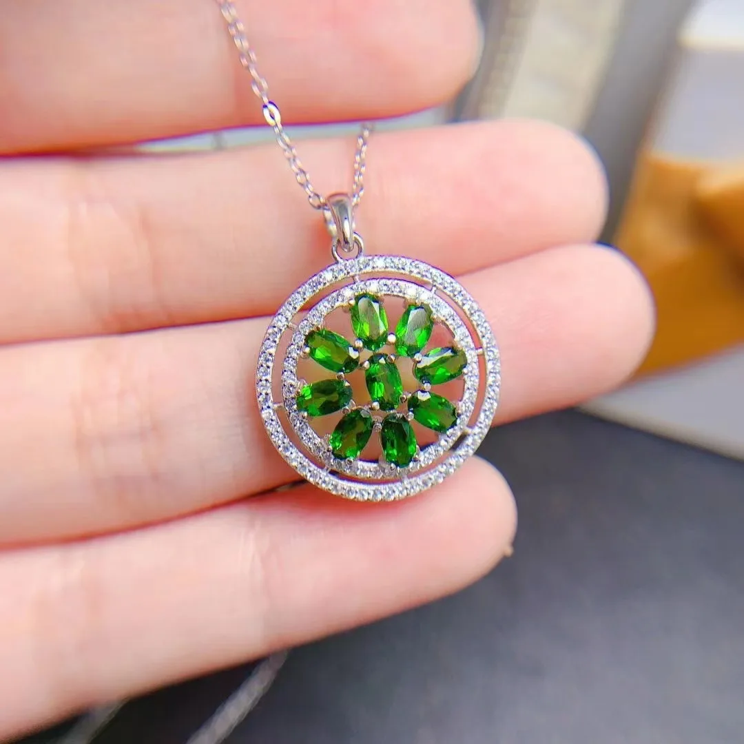 Fashion 2023 Silver Elegant Latest Model Trendy Double Plated Custom Name Natural Diopside Necklace