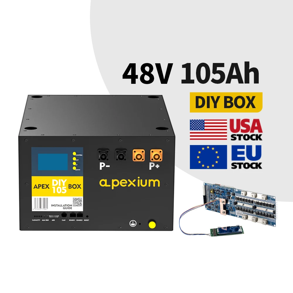 Apexium 48V Lifepo4 Battery Apexium 16S 105Ah Diy Box Bms Kit Lithium Energy Storage Battery For Solar Storage system