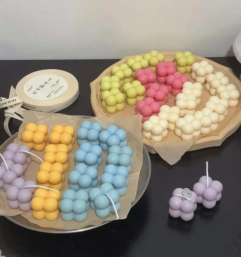 Ball cube candle Macaron Colors Mini Cube Bubble Candle for Home Decor Photo Wedding Gift