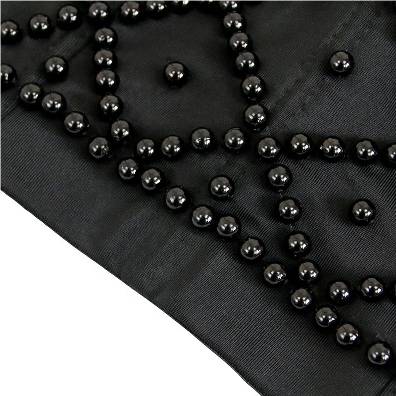 Fashion Sexy Black Beading Pearl Bra Party Women Strapless Half Cup Bustier Corset