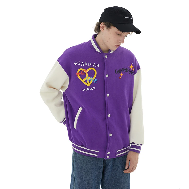 2022 high quality autumn winter american vintage custom printed unisex lover college streetwear baseball varsity jacket