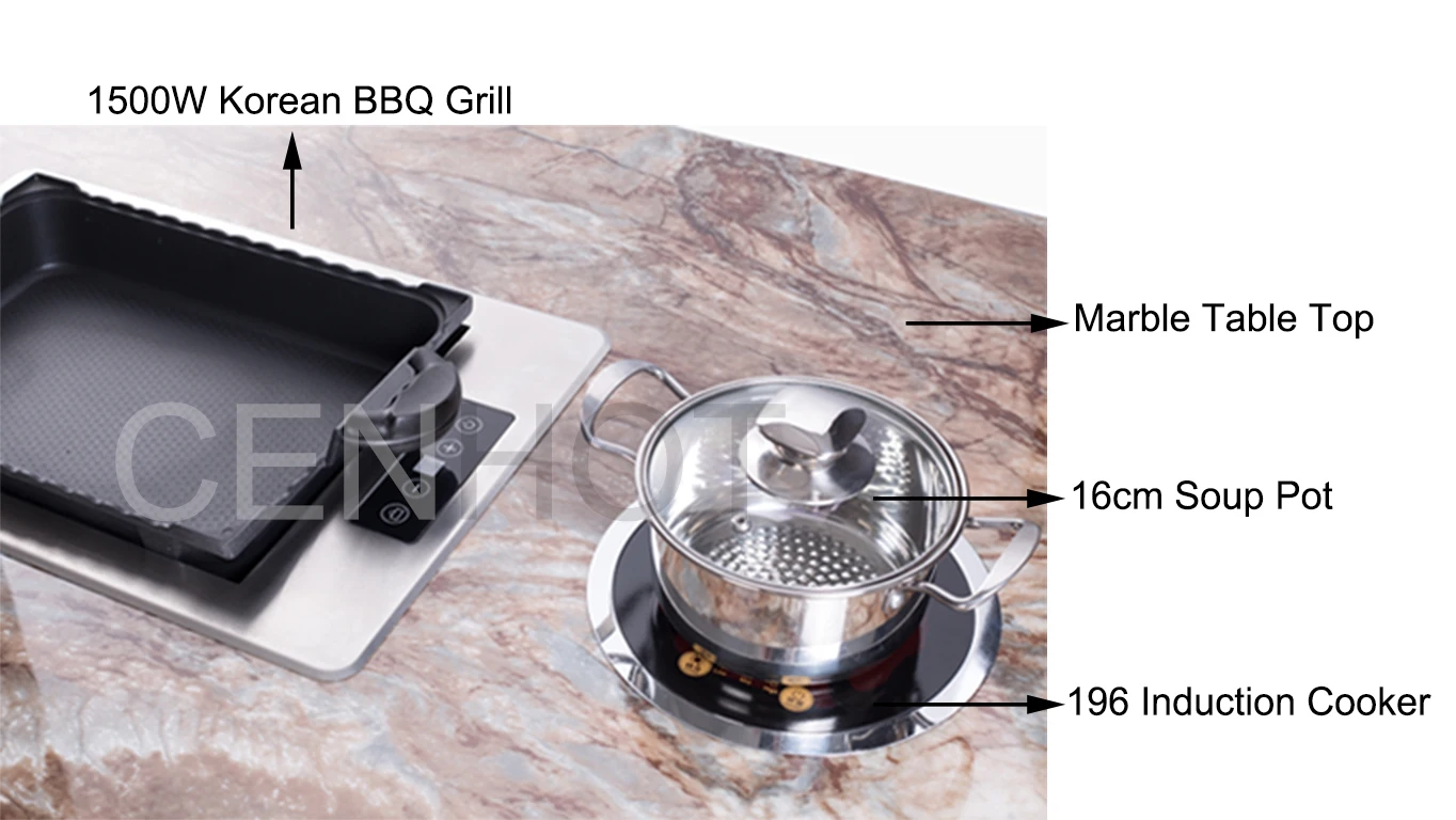 CENHOT Marble and Stainless Steel Customizable Hot Pot Table Packages for Restaurant Startups