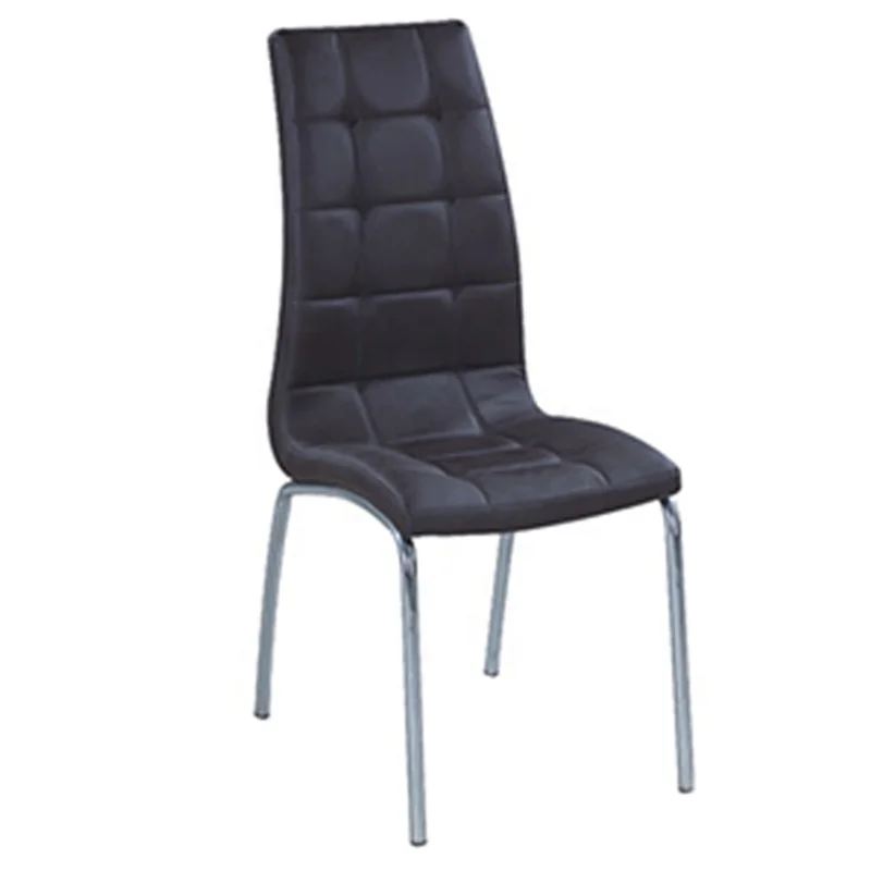 Hot sale dining room Furniturbrown color pu seat metal tube smooth surface PU leather dining chair With metal legs