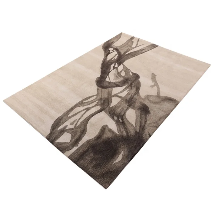 Beige Oriental Abstract Style Custom Area Rug Flooring Carpet For living room