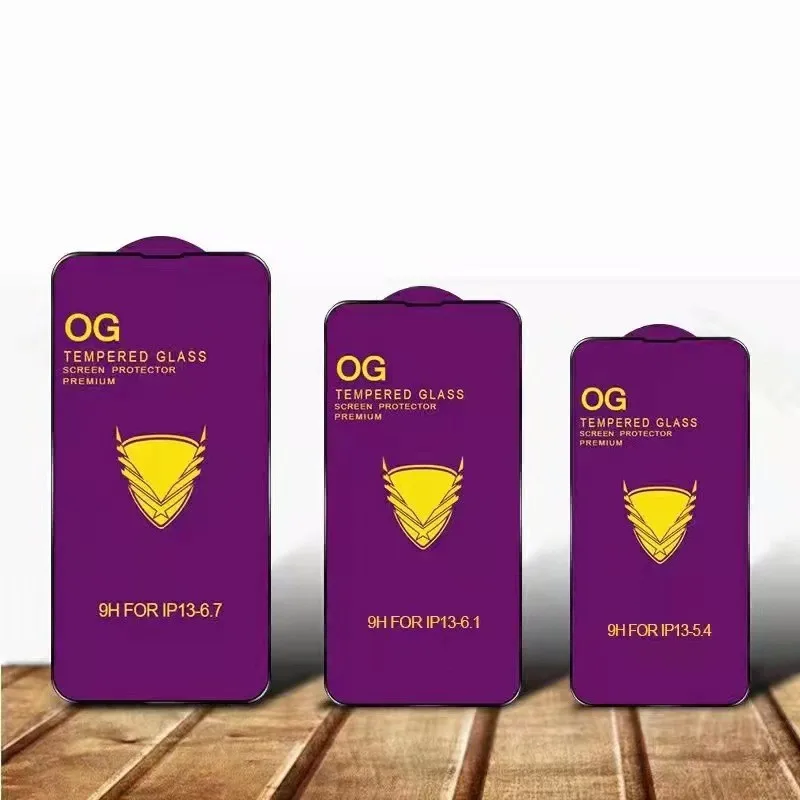 Golden Armor Tempered Glass for iPhone 14 Pro max 13 12 11 XS Max X XR Full Glue Cover Big Curved OG Purple Screen Protector 7 8