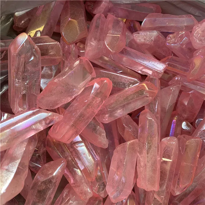 High Quality Natural Pink Aqua Aura Spirit Quartz Healing Crystal Stone Points For Home Decoration